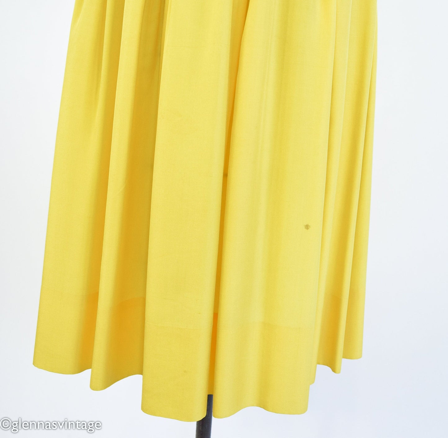 1950s Yellow Silk Dress | 50s Yellow Silk Sleeveless Dress | Small