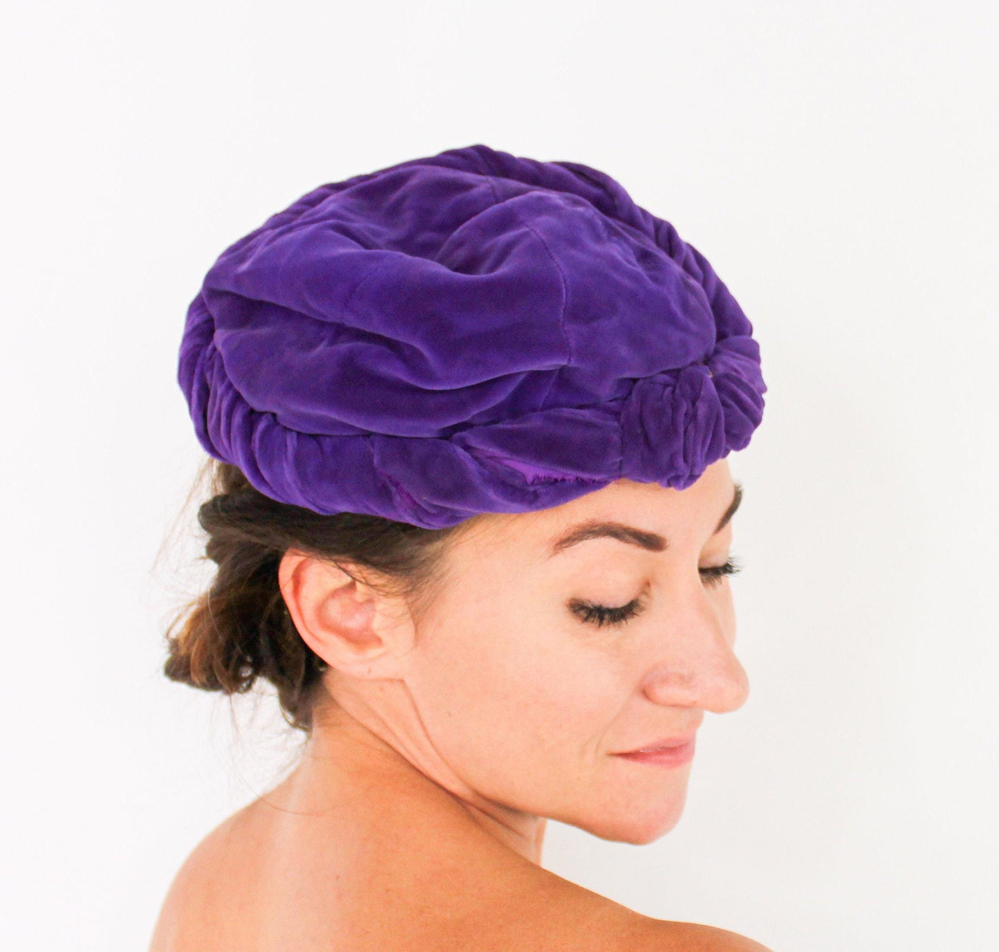 1920s Purple Silk Velvet Beret