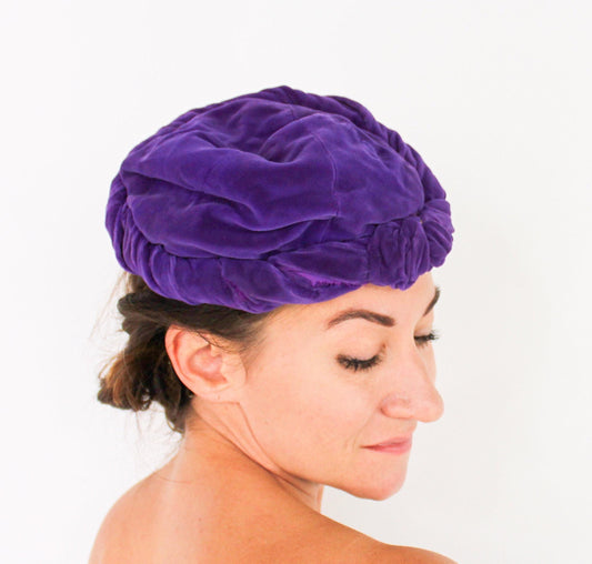 1920s Purple Silk Velvet Beret