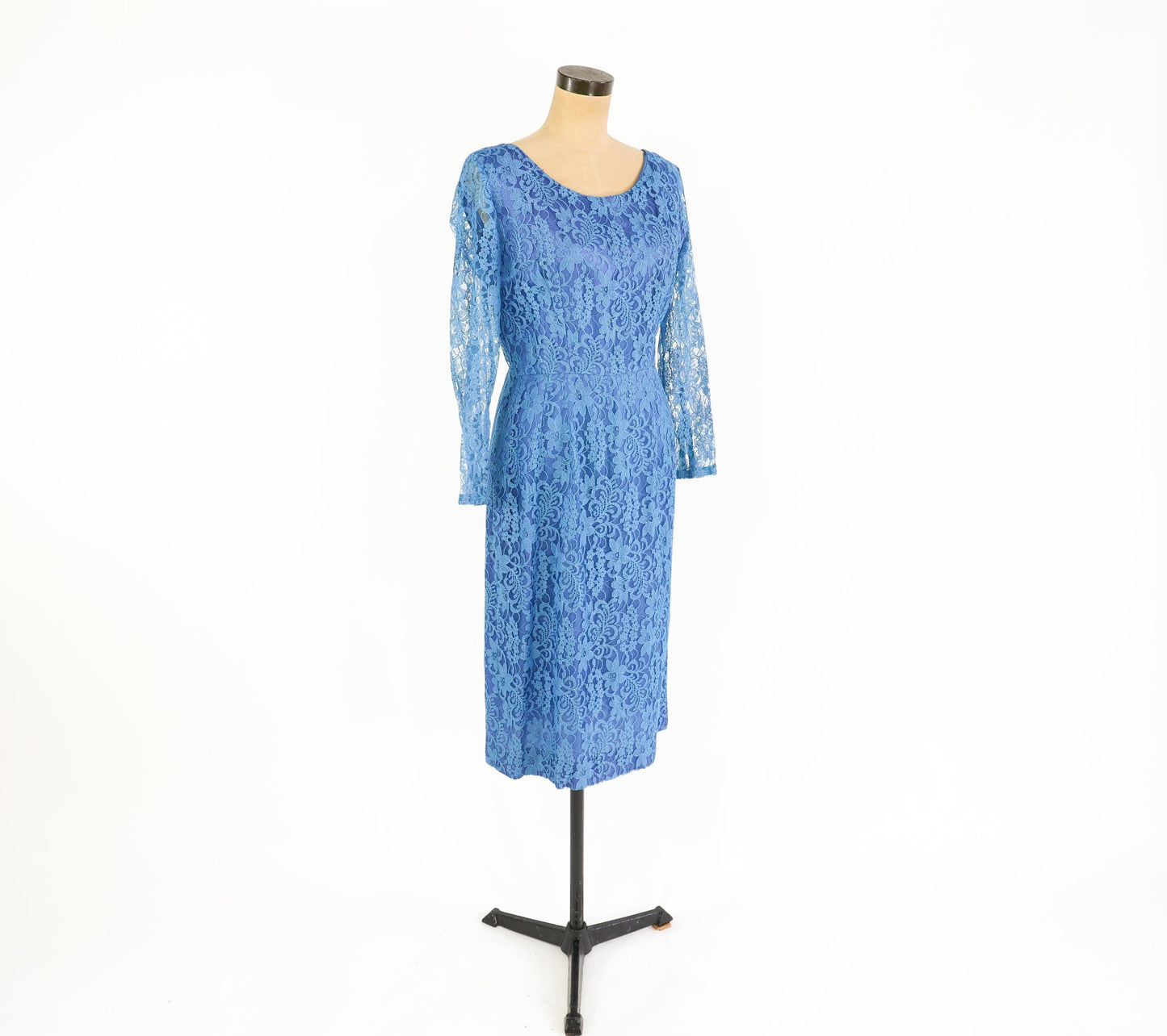 1950s Blue Lace Cocktail Dress, Medium