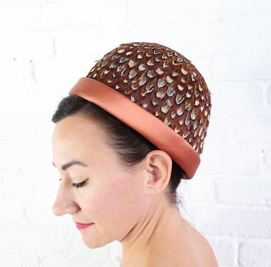 1960s Copper Quail Feather Hat
