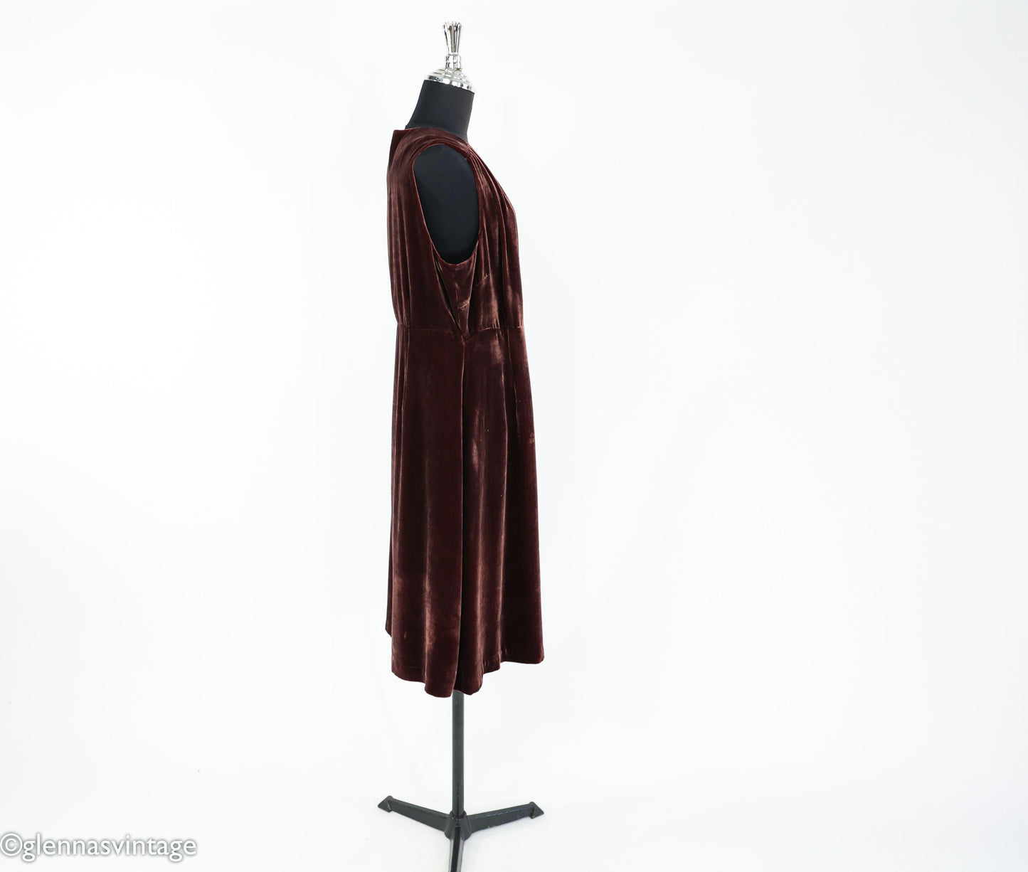2000s Chocolate Brown Velvet Wrap Dress, Large