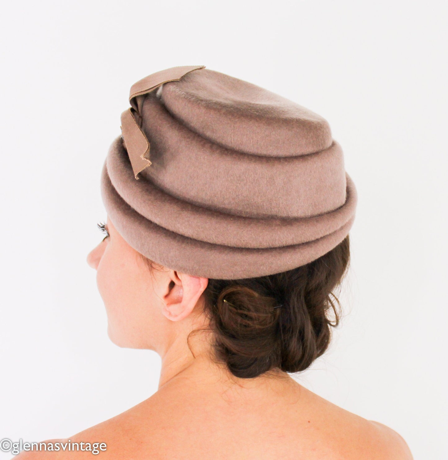 1950s Taupe Brown Wool Felt Hat