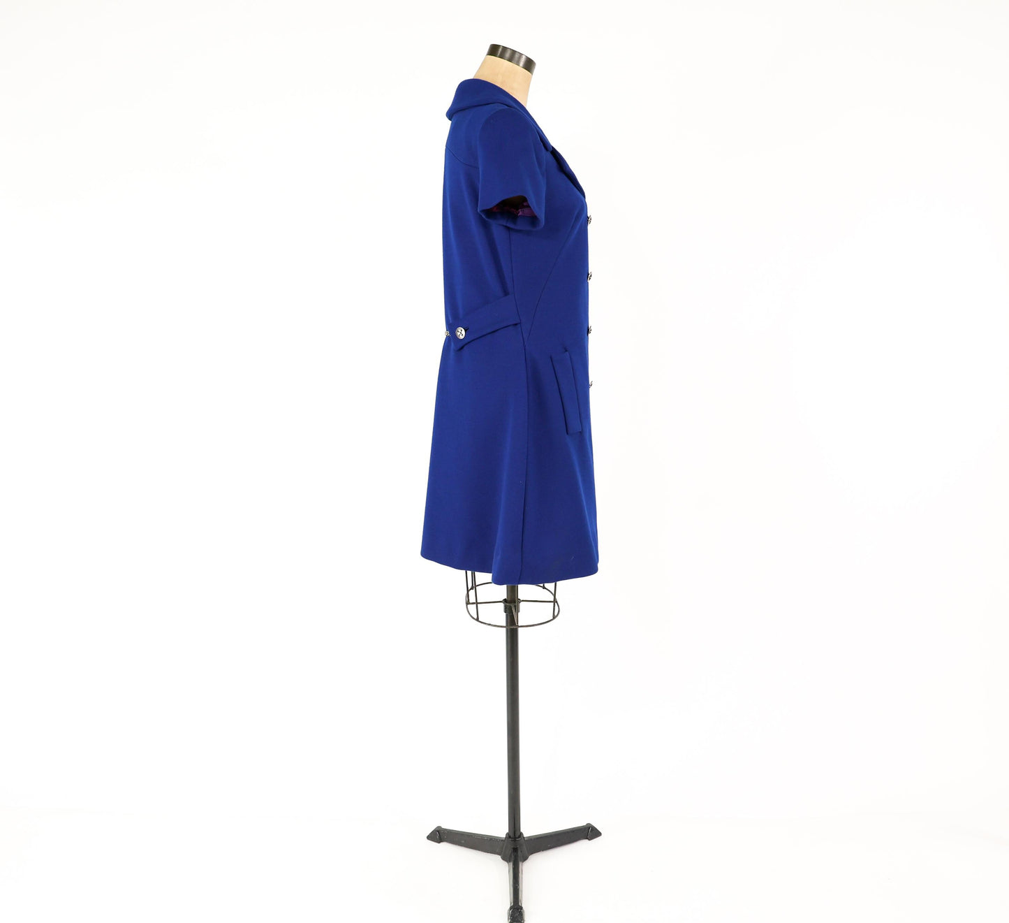 1960s Navy Blue Wool Dress | Navy Knit Shift,  Large