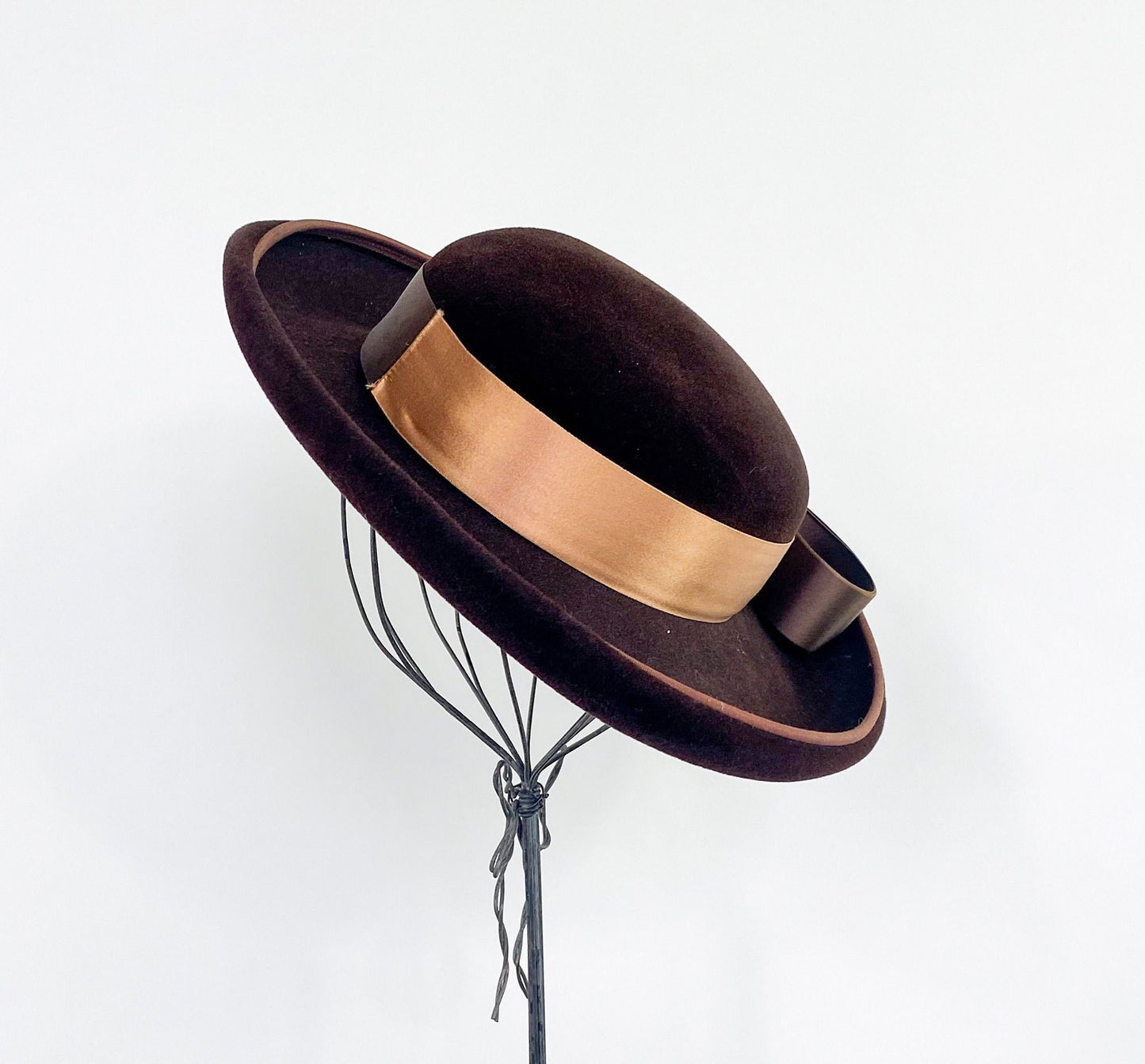 1950s Brown Wool Velour Saucer Hat