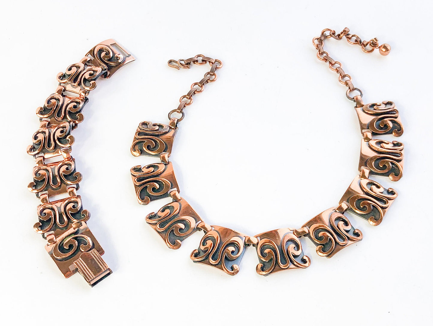 1960s Vintage Copper Jewelry Set | Butterfly Choker Necklace & Bracelet