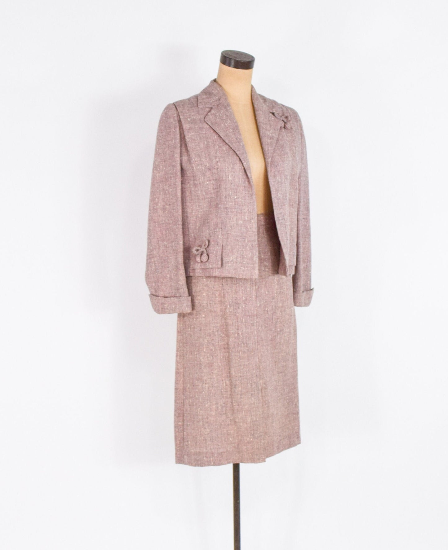 1950s Pink Wool Tweed Suit: A Wilshire Classic, Small