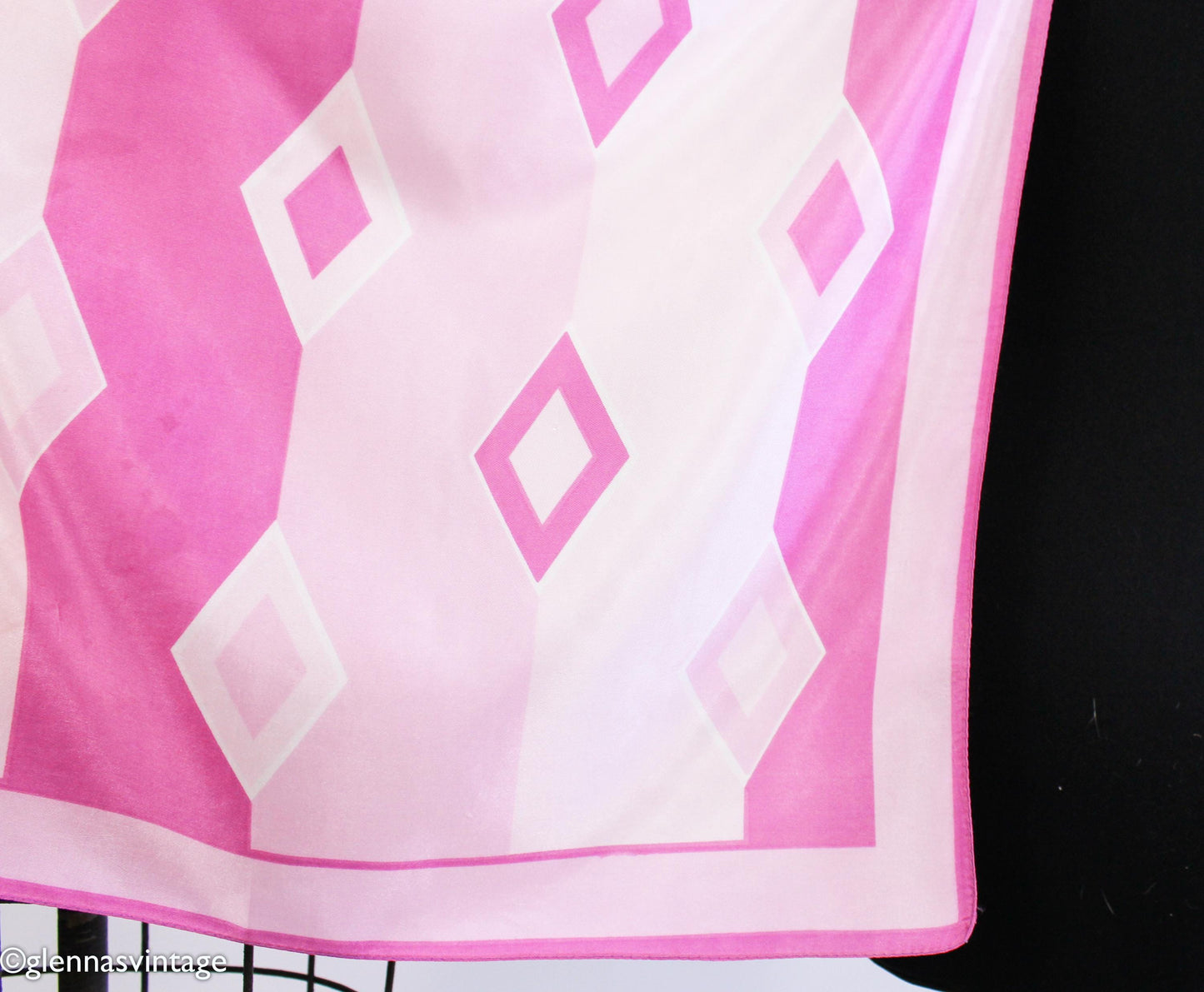 1960s Pink Diamond Op Art Print Scarf