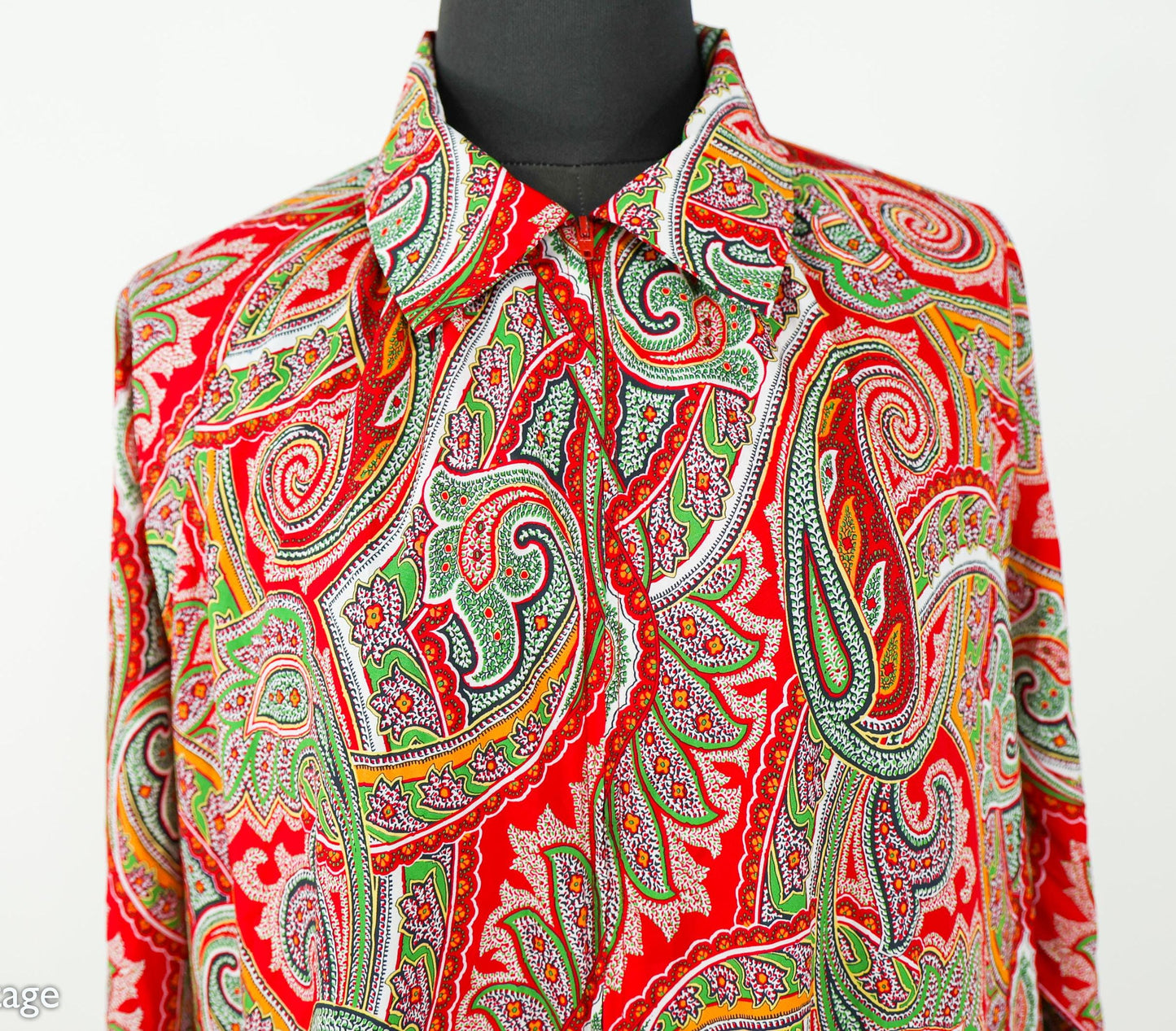 1980s Red Paisley Caftan, Mary McFadden, Extra Large