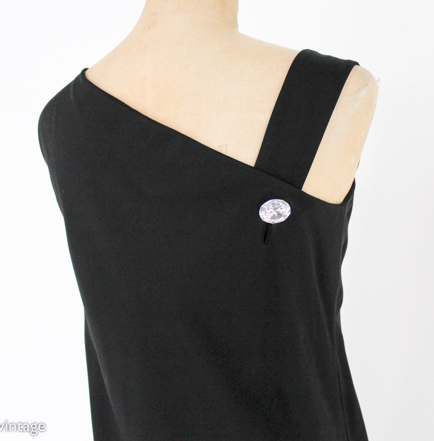 1960s Black Silk Cocktail Dress | 60s Black Sleeveless Dress | Jackie O | Larry Aldrich | Medium