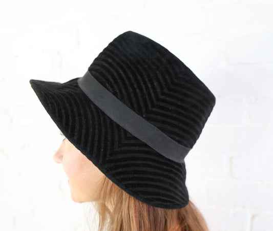 1960s Black Velvet Bucket Hat