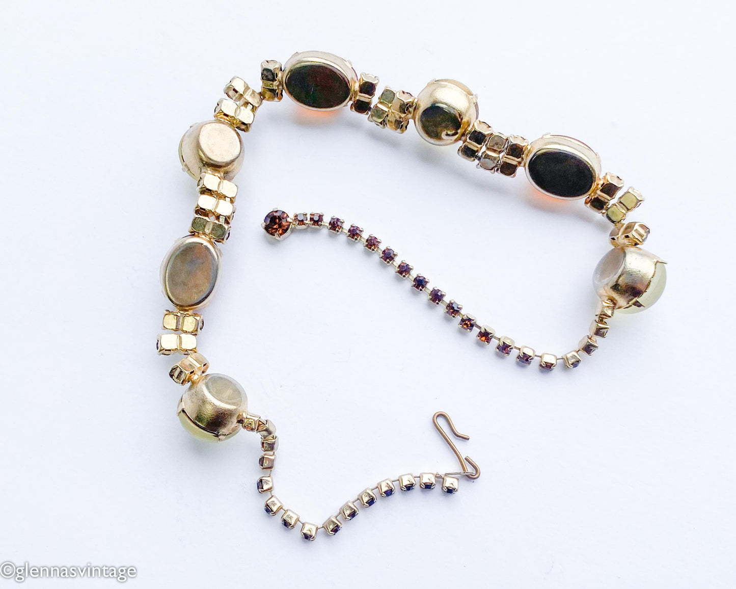 1960s Orange Brown & White Glass Necklace | 60s Frosted Glass Choker