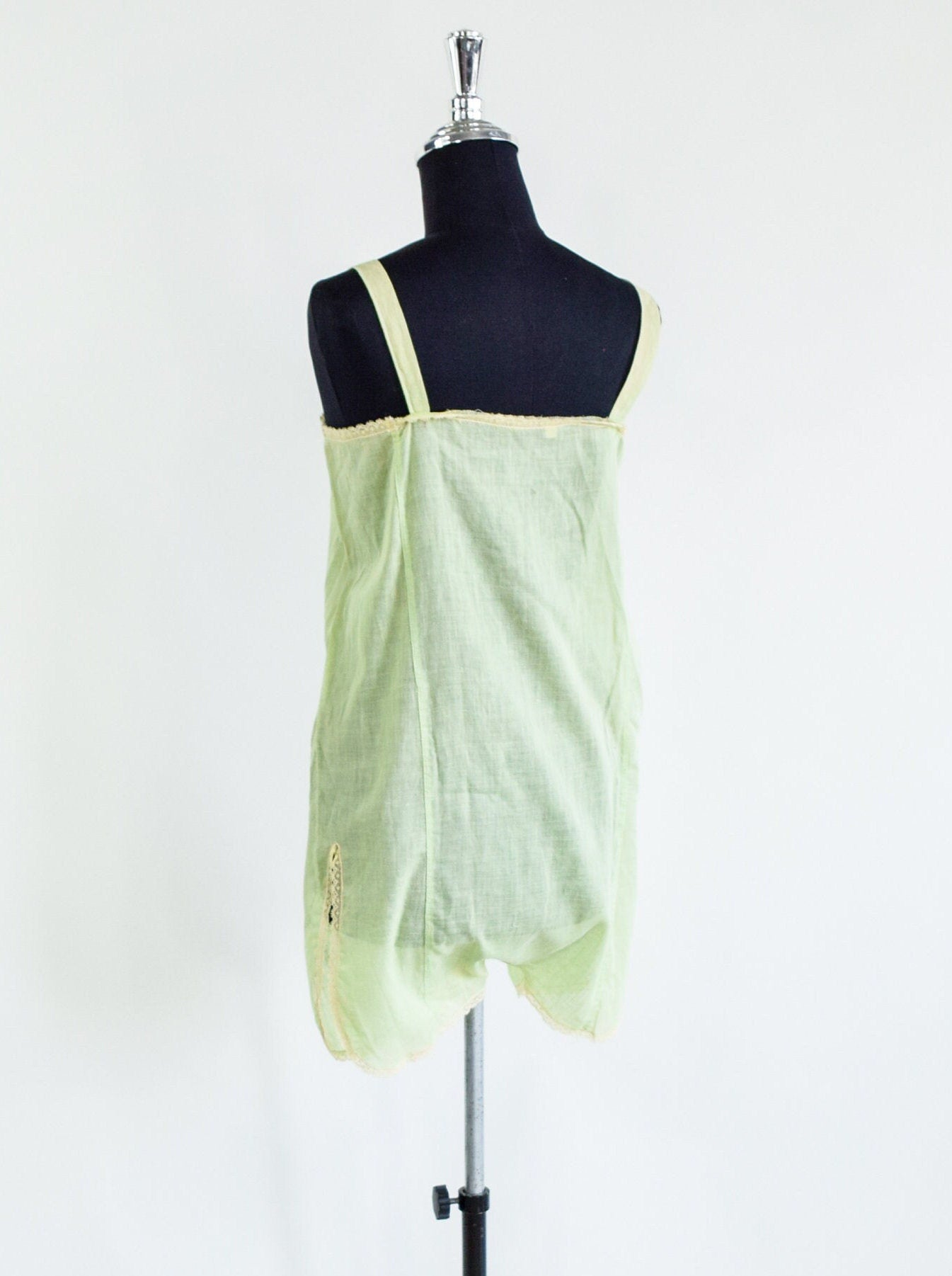 1920s Mint Green Cotton Romper Lingerie, Medium