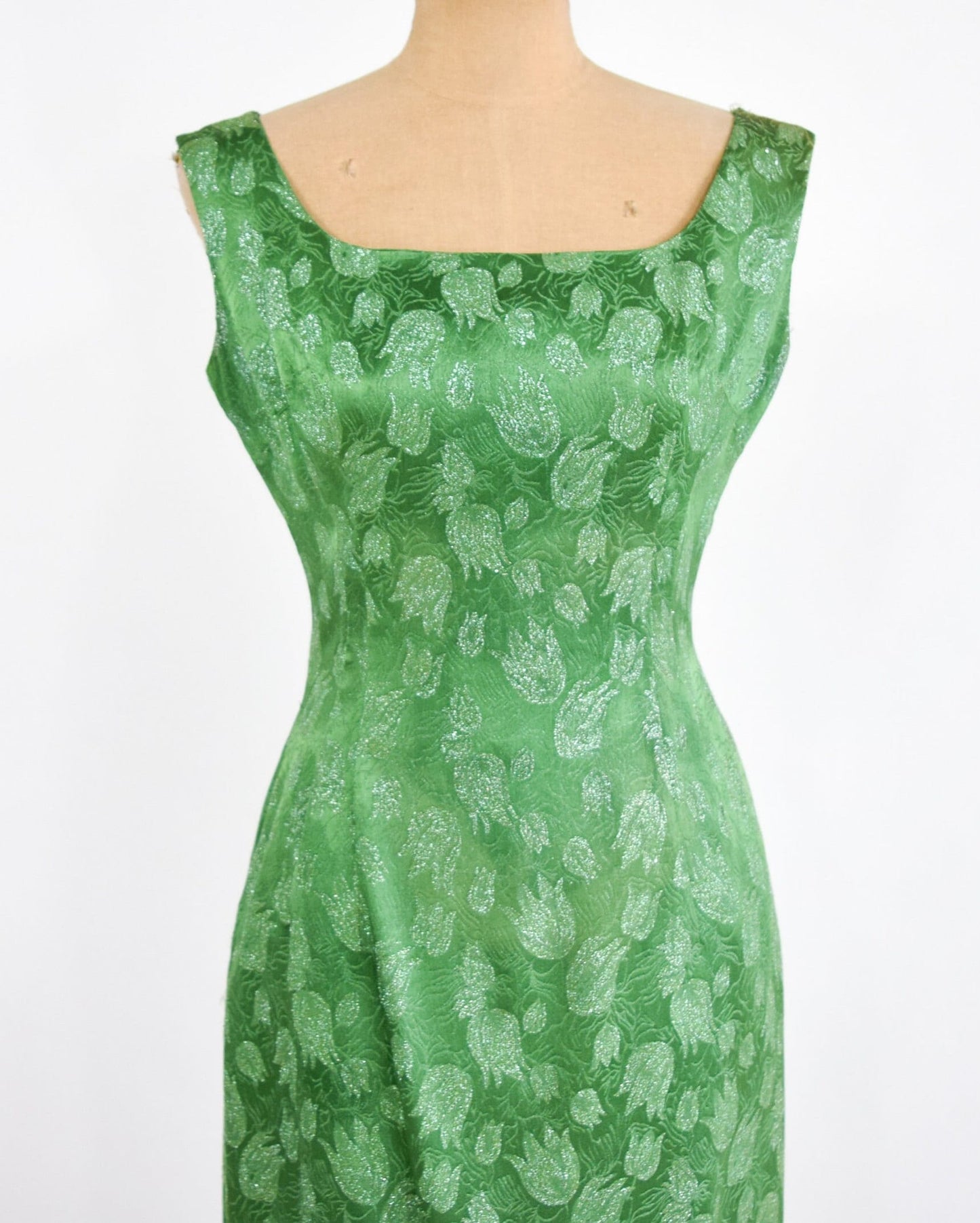 1950s Metallic Green Party Dress, Small