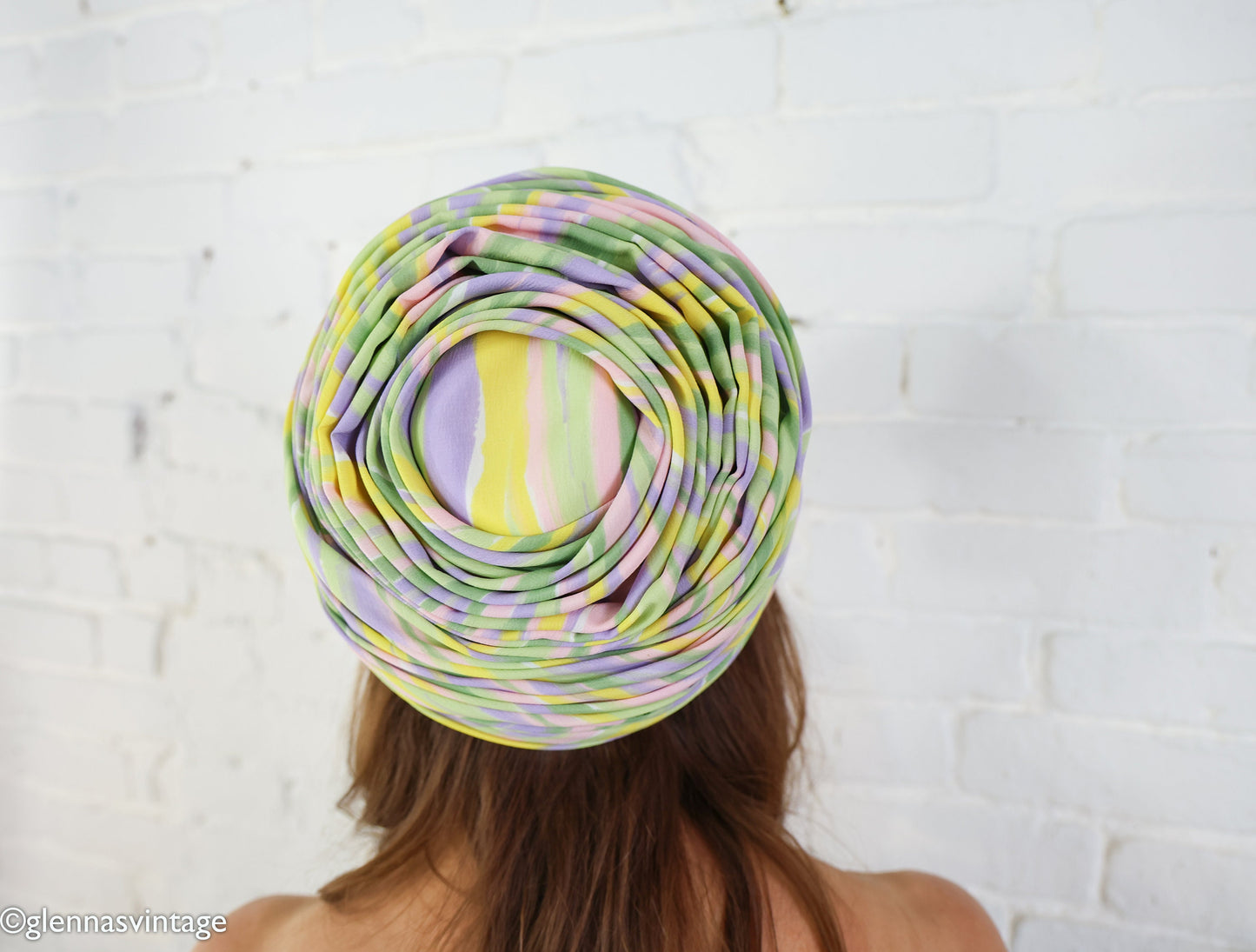 1960s Pastel Striped Turban Hat