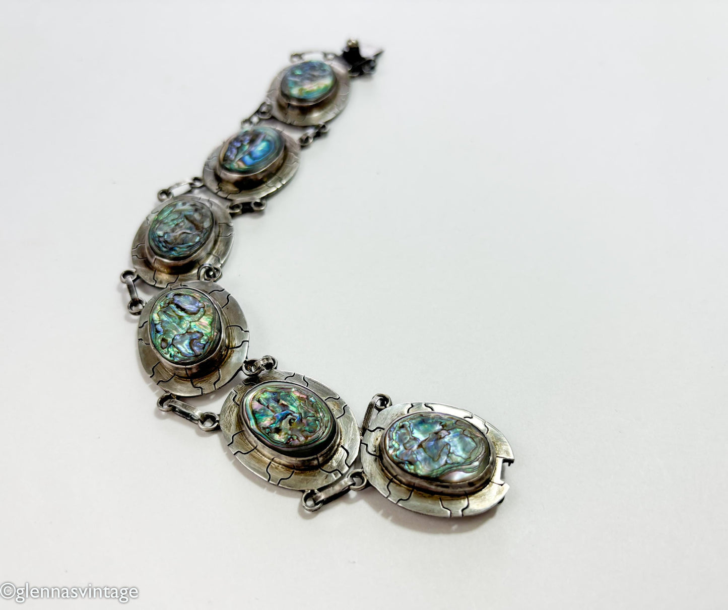 1950s Mexican Sterling Silver Abalone Bracelet