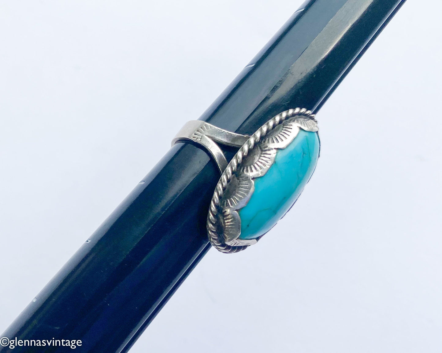 1960s Sterling Silver Turquoise Ring | Southwestern Style, Size 8 1/2