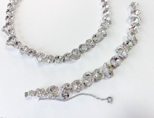 1950s Eisenberg Pavé Rhinestone Necklace & Bracelet Set