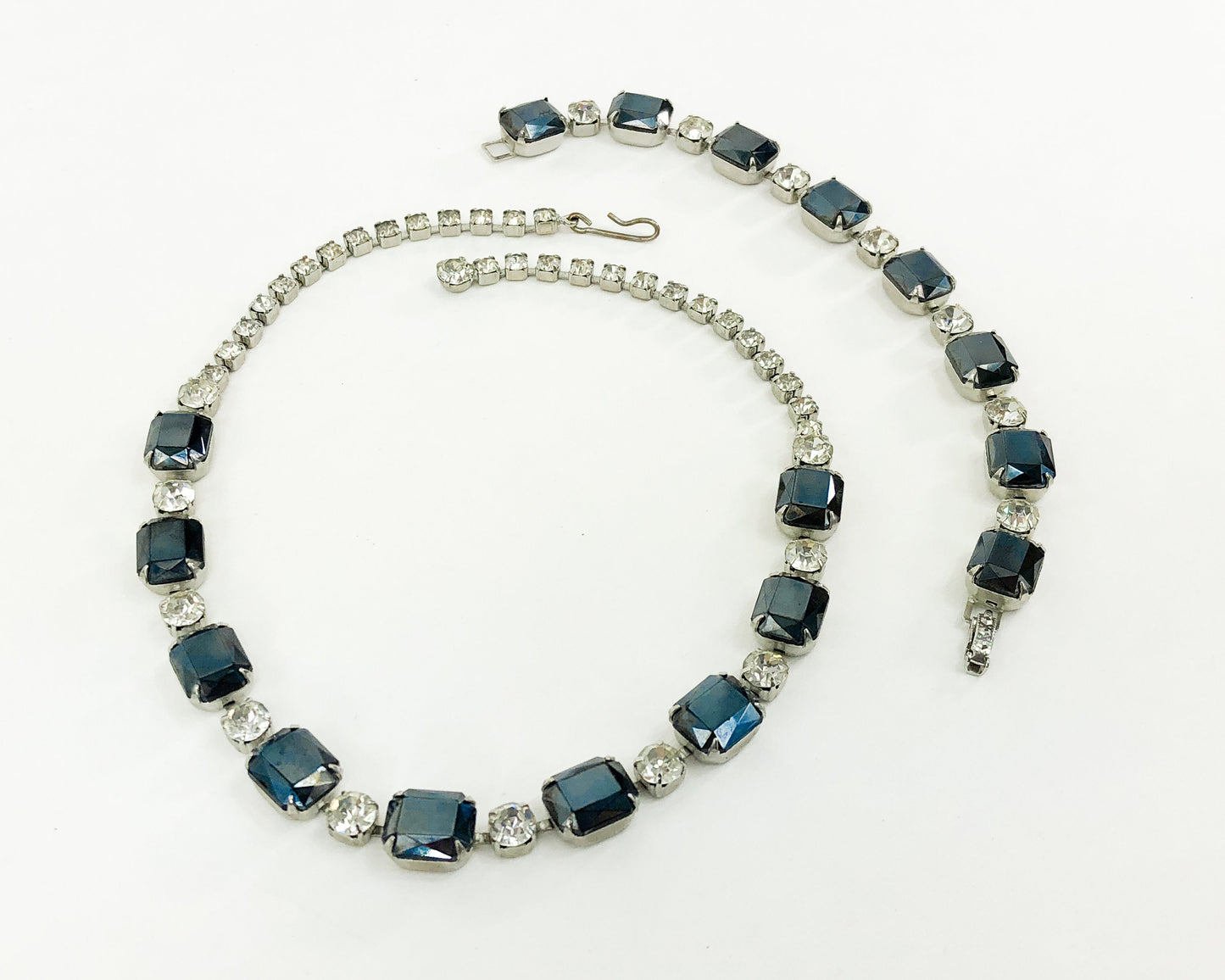 1950s Black Rhinestone Necklace & Bracelet Jewelry Set