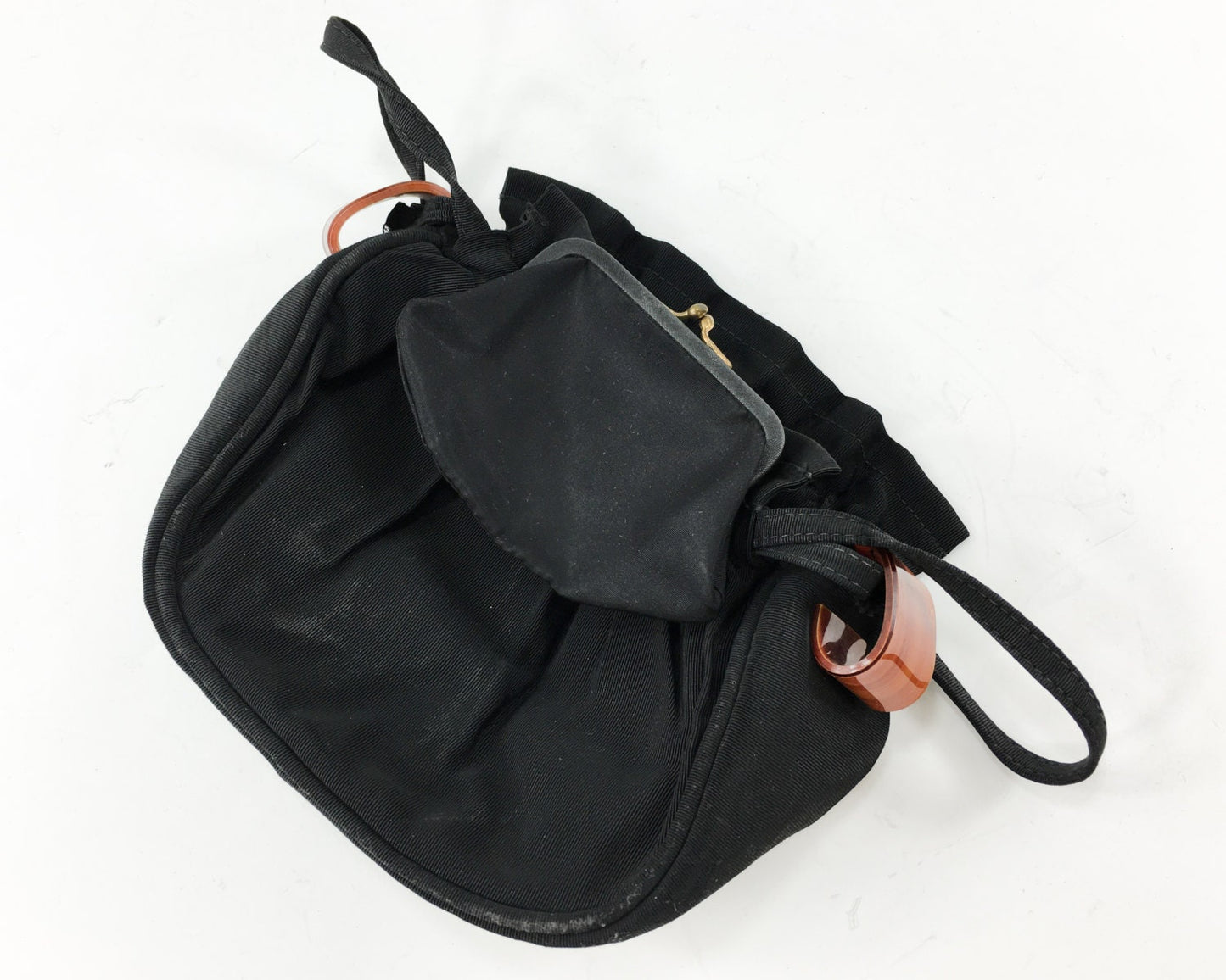 1940s Black Faille Evening Bag