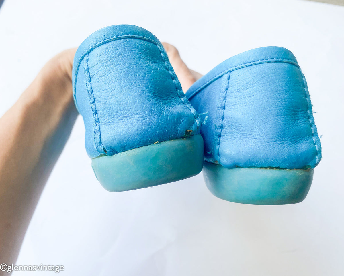 1980s Candie's Turquoise Suede Loafers | Moccasin Style | US 8.5