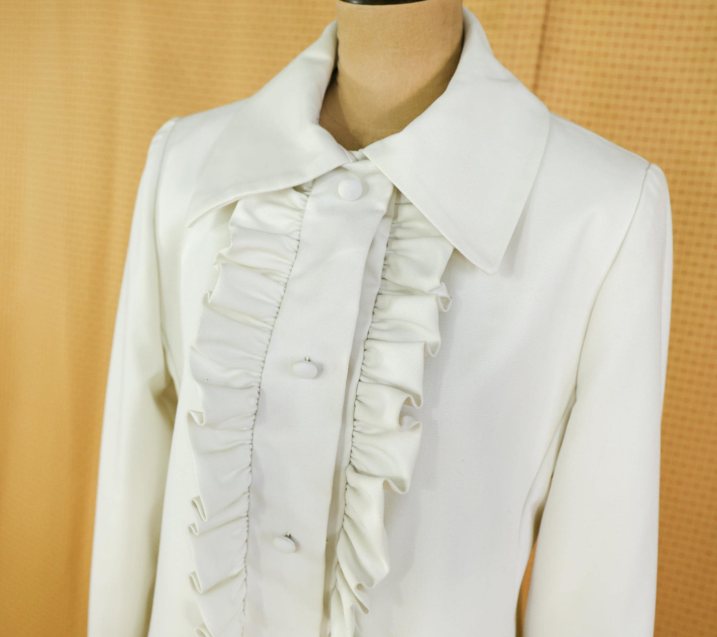 Bill Blass White Wedding Coat, 1960s Vintage Wedding Dress Coat, Large