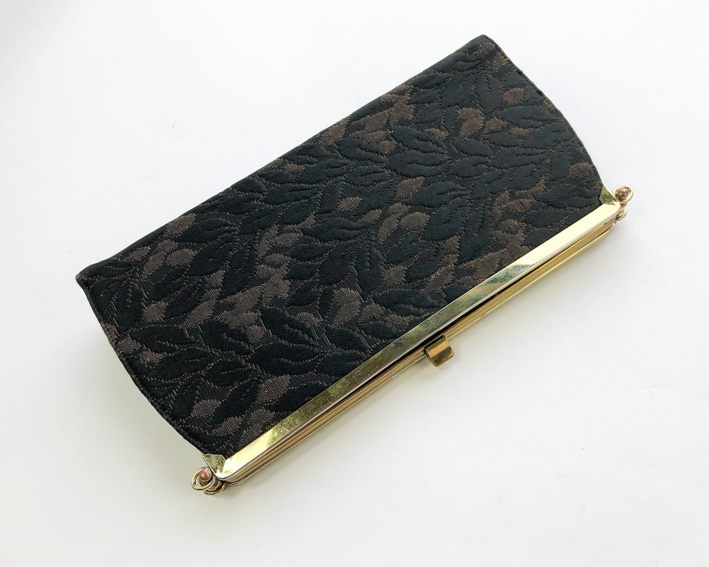 1960s Black Floral Convertible Purse Handbag