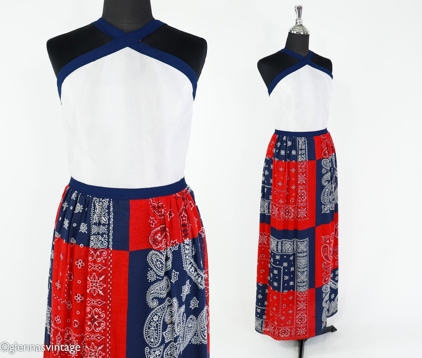 1970s Halter Maxi Dress, Small