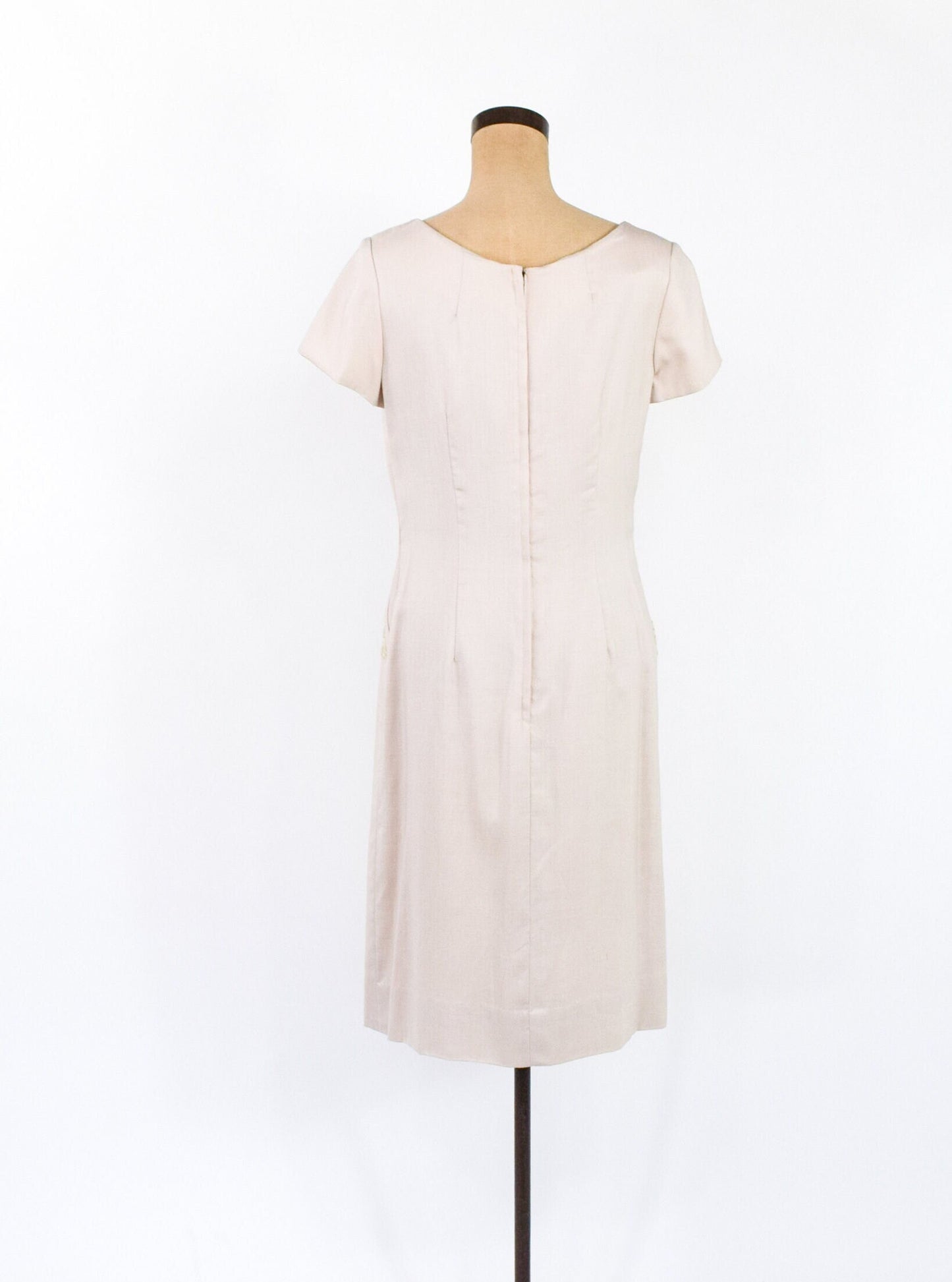 1950s Beige Linen Day Dress, Medium