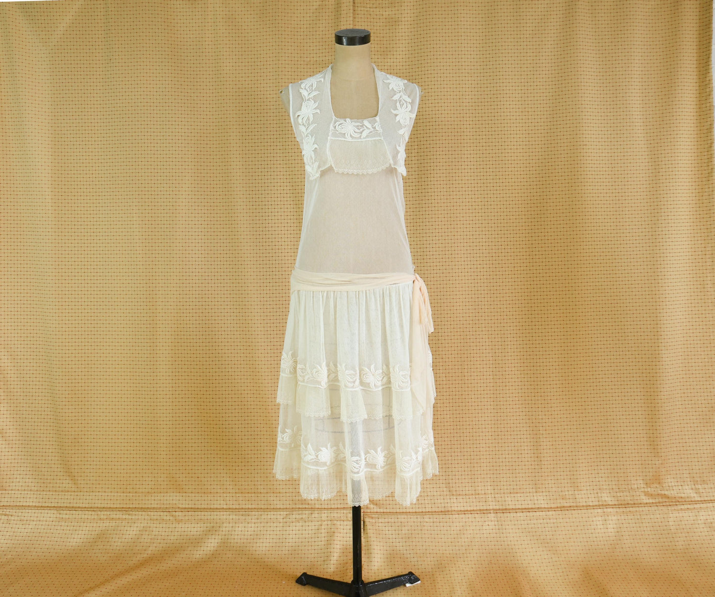 1910s Ivory Tulle Wedding Dress, Extra Small