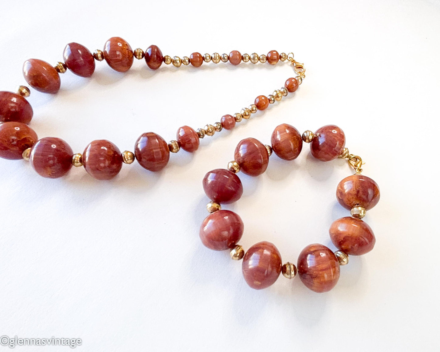 1950s Brown Bakelite Necklace Set | Bakelite Choker & Bracelet