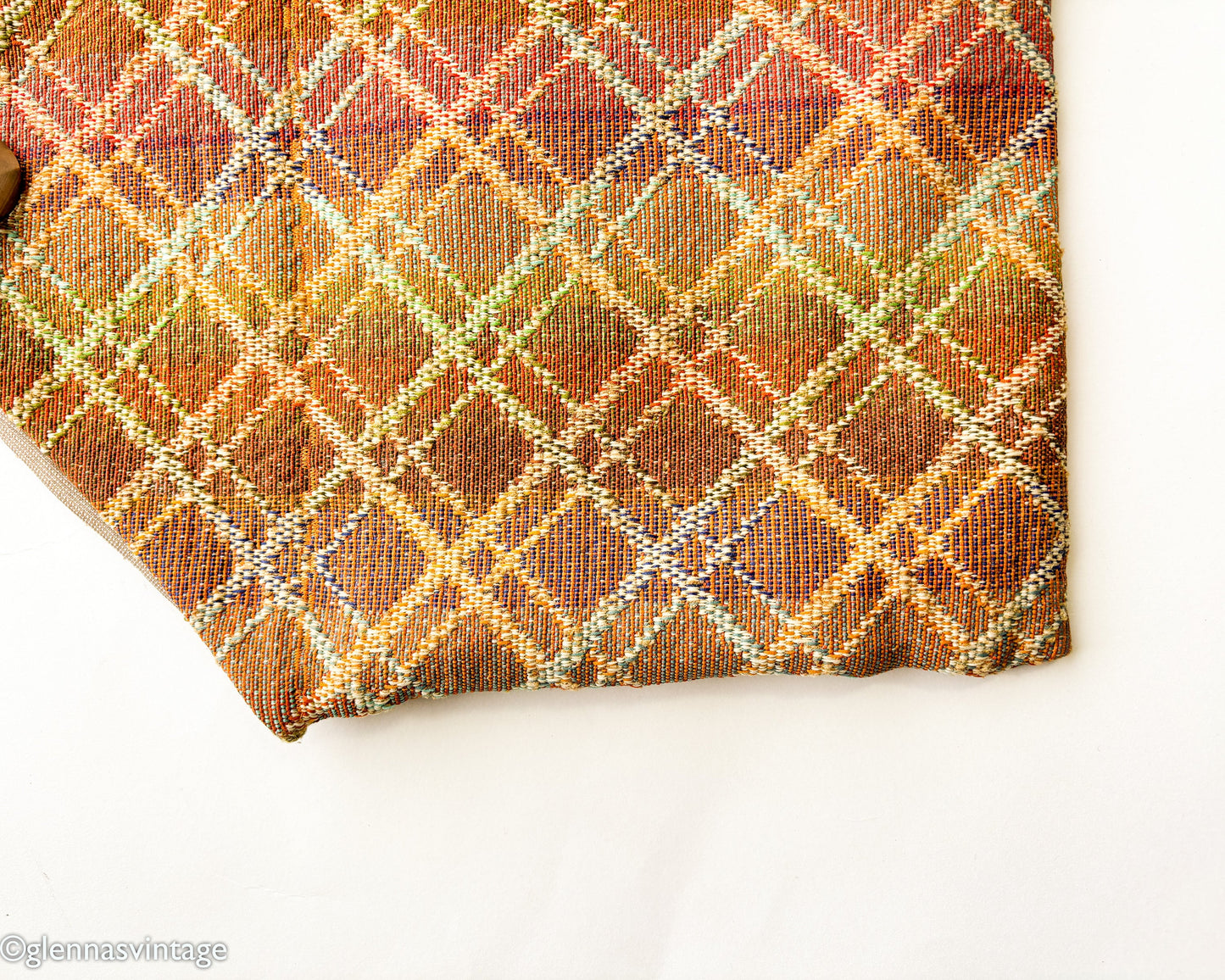 1980s Brown Upholstery Purse Bag | 80s Brown Plaid Upholstery Purse | Tapestry Bag