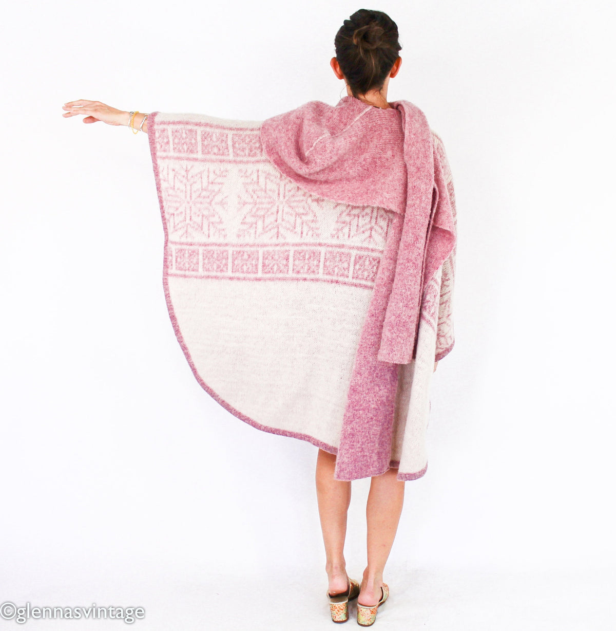1970s Pink Scandinavian Wool Sweater Cape by TUNDRA