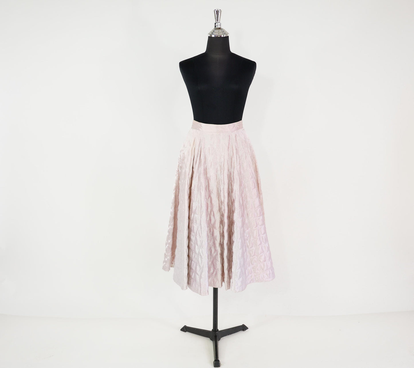 1950s Pale Pink Quilted Circle Skirt, Small