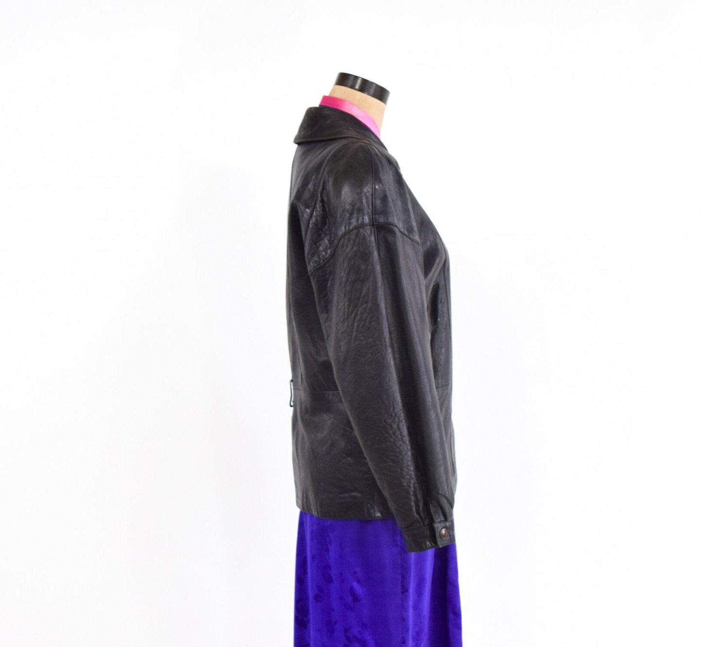 1980s Black Leather Jacket | 80s Black Leather Belted Jacket | Melanzona | Medium