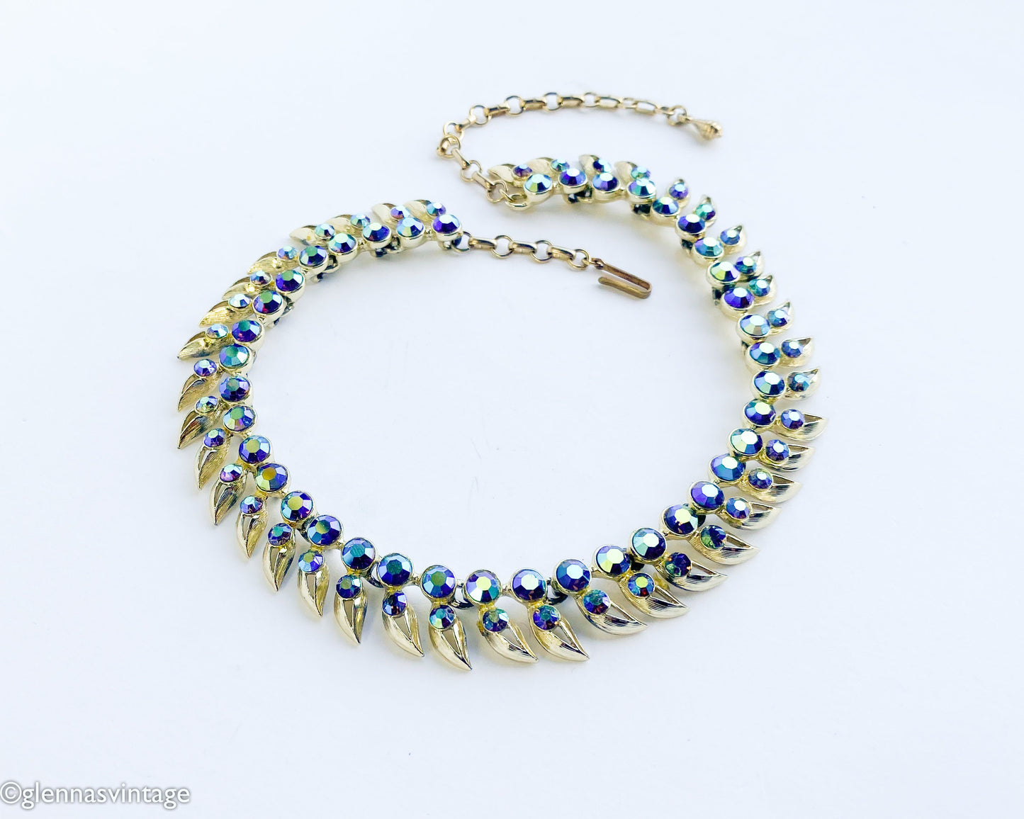 Kramer | 1950s Rhinestone Necklace | 50s Aurora Borealis Necklace | Kramer