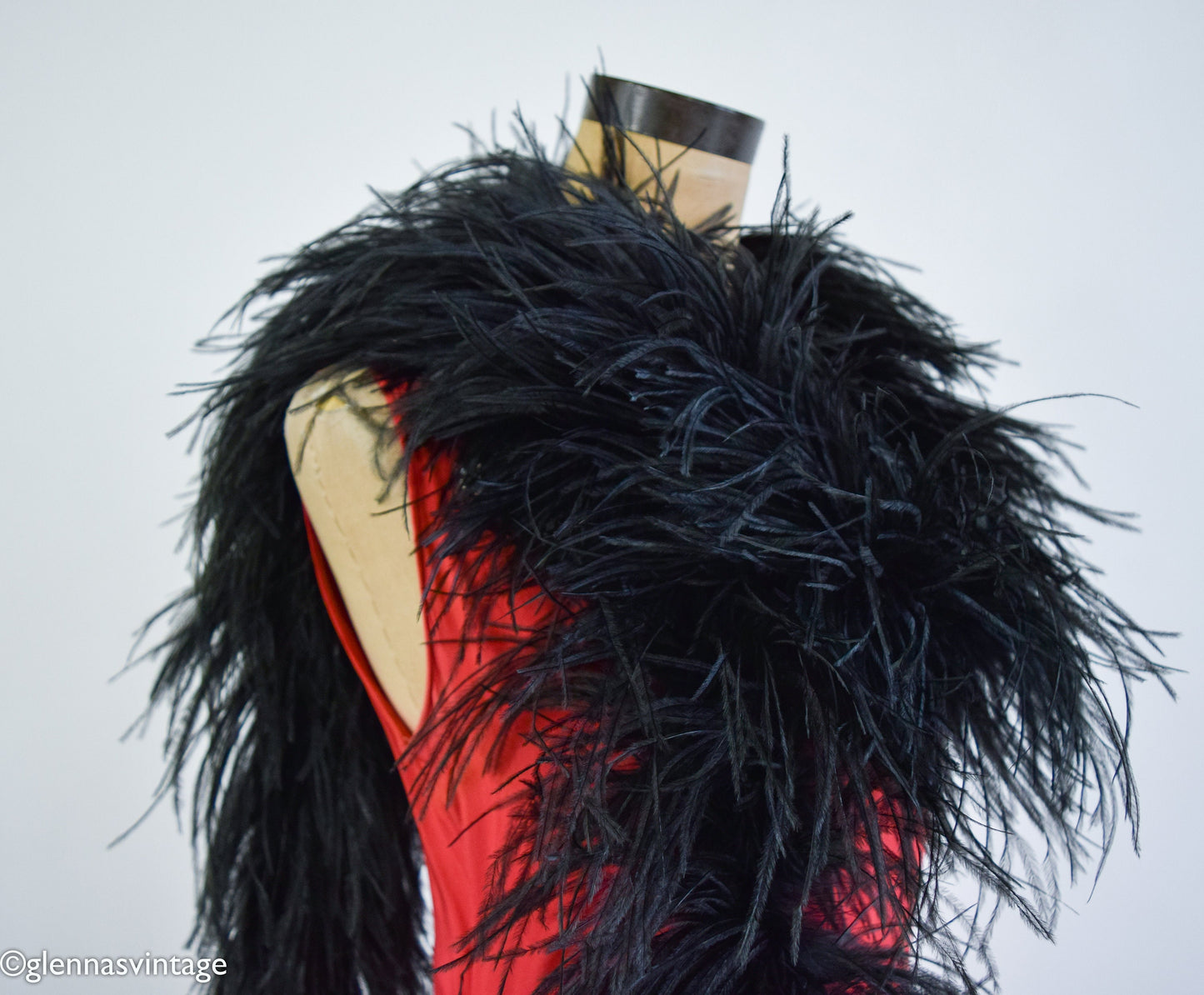 1900s Black Ostrich Feather Boa Stole | Edwardian Era Ostrich Scarf
