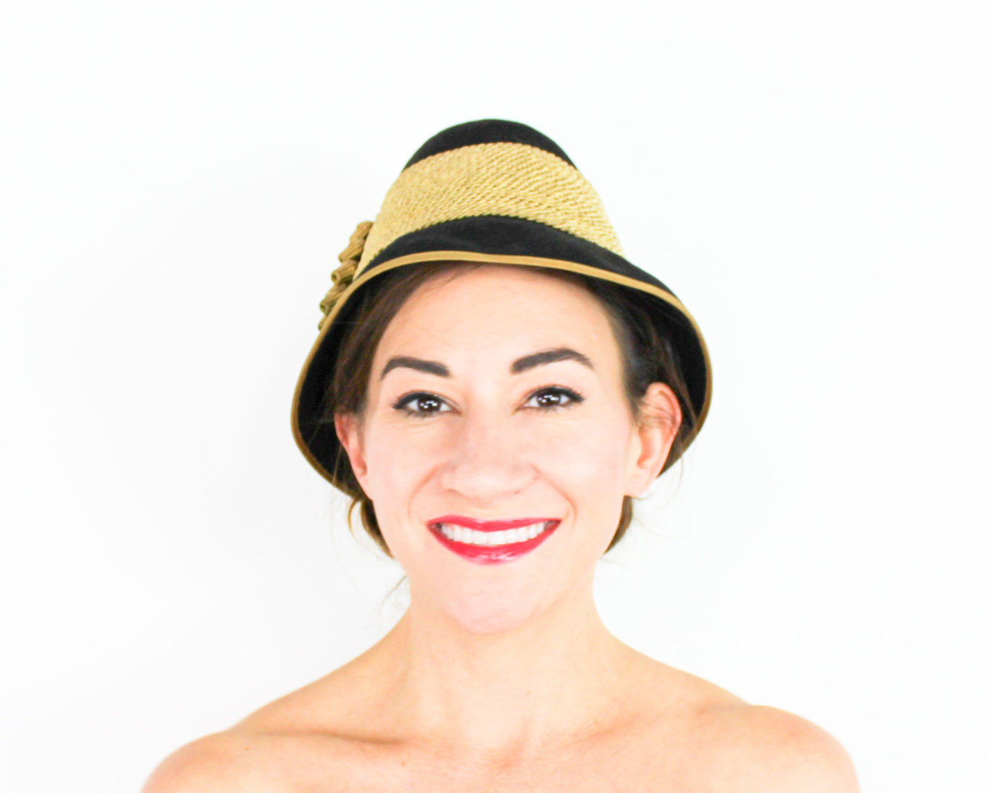 1930s Black & Gold Wool Felt Cloche