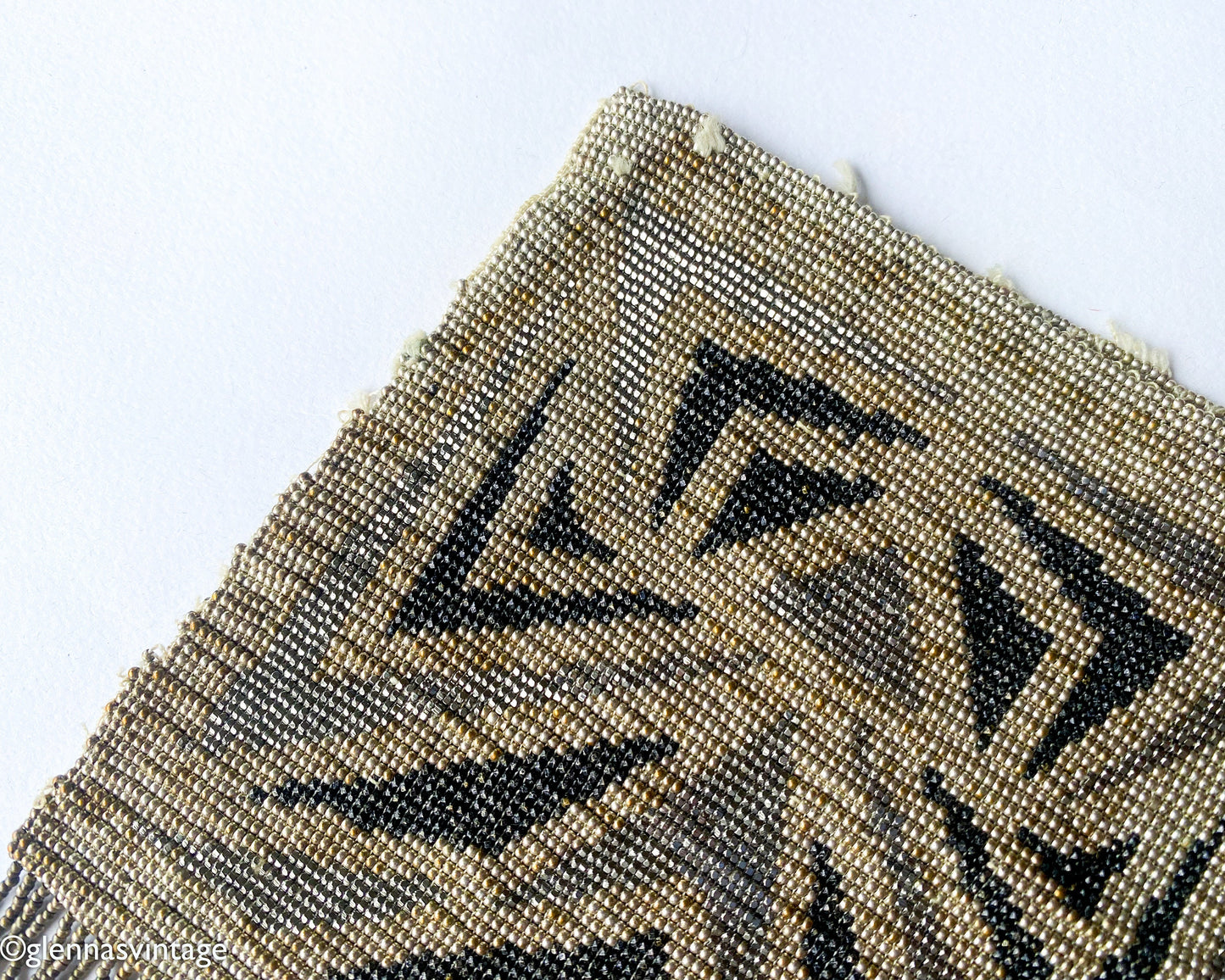 1900s MicroBeaded Evening Bag | 1900s Art Deco Beaded Purse | Unfinished Evening Bag