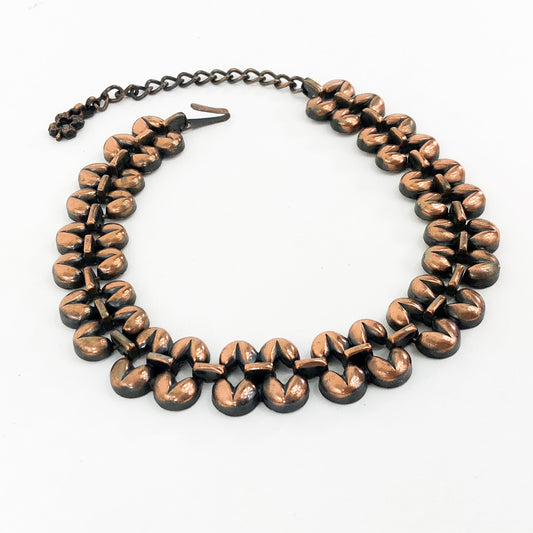 1950s Copper Necklace | 50s Copper Modernist Choker