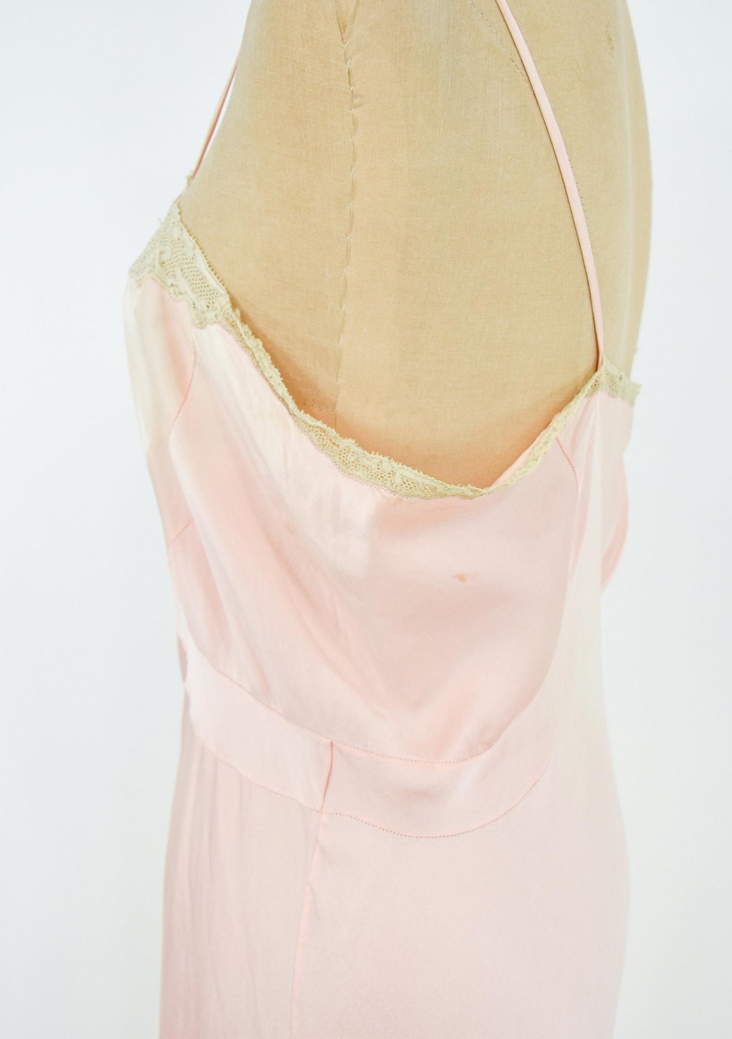 1940s Pink Silk & Lave Slip, Large