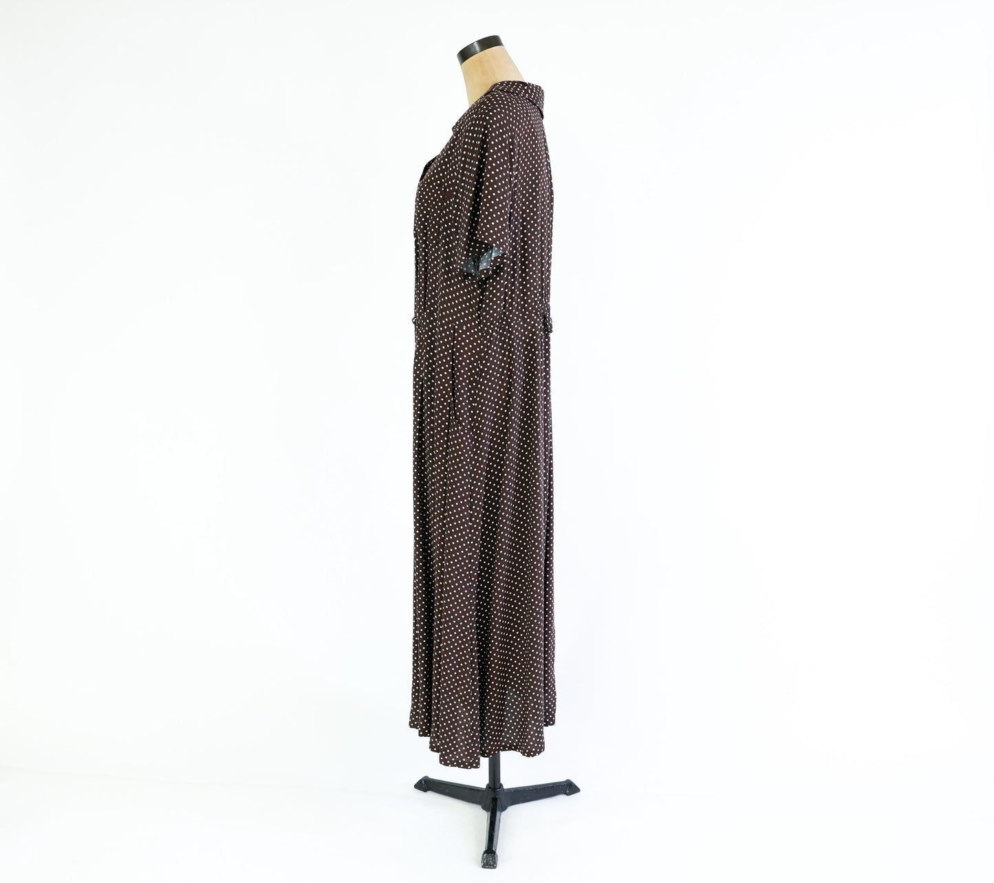1990s Brown Polka Dot Maxi Dress, Plus Size Size 16W