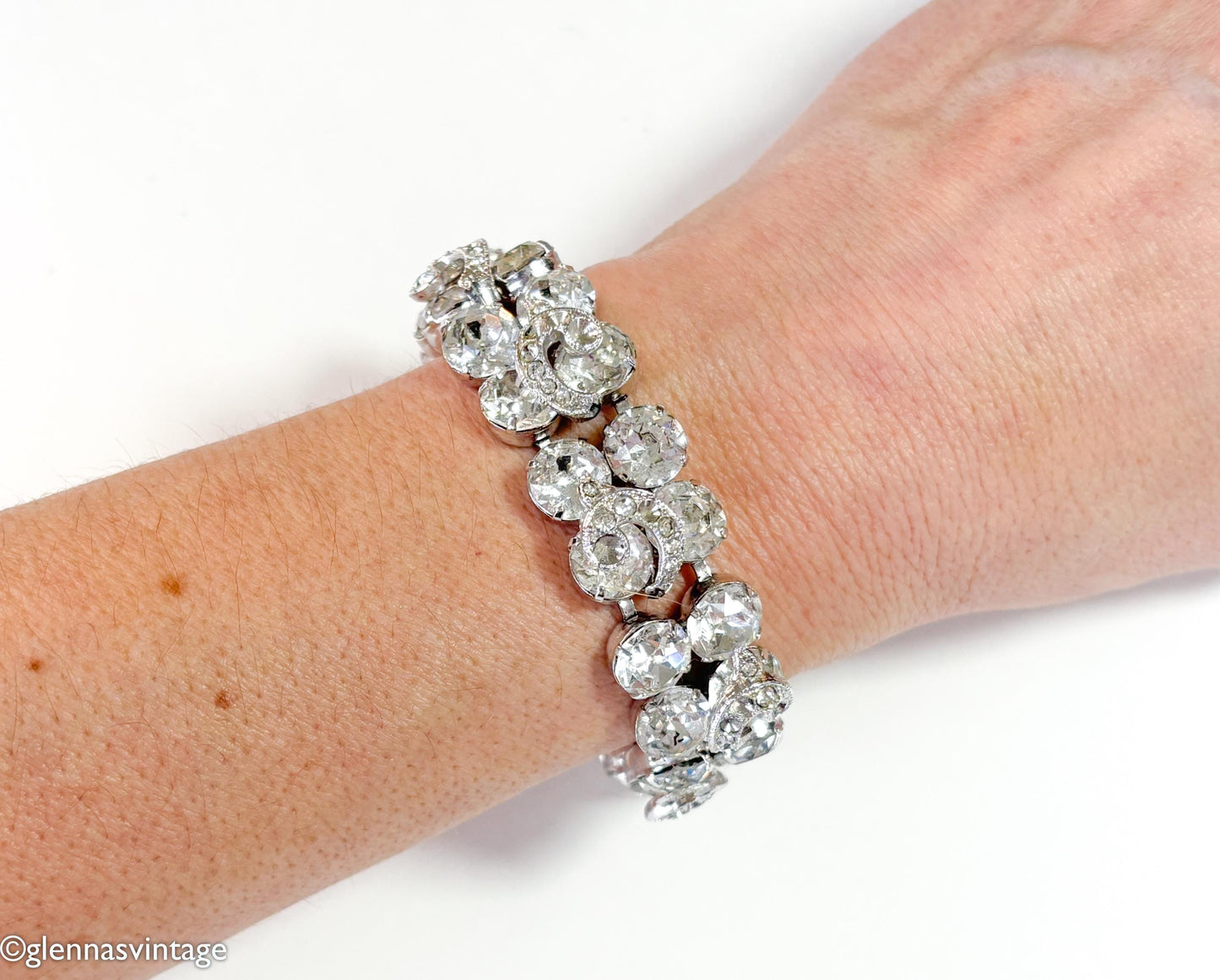 Eisenberg 1950s Rhinestone Bracelet | Silver Metal