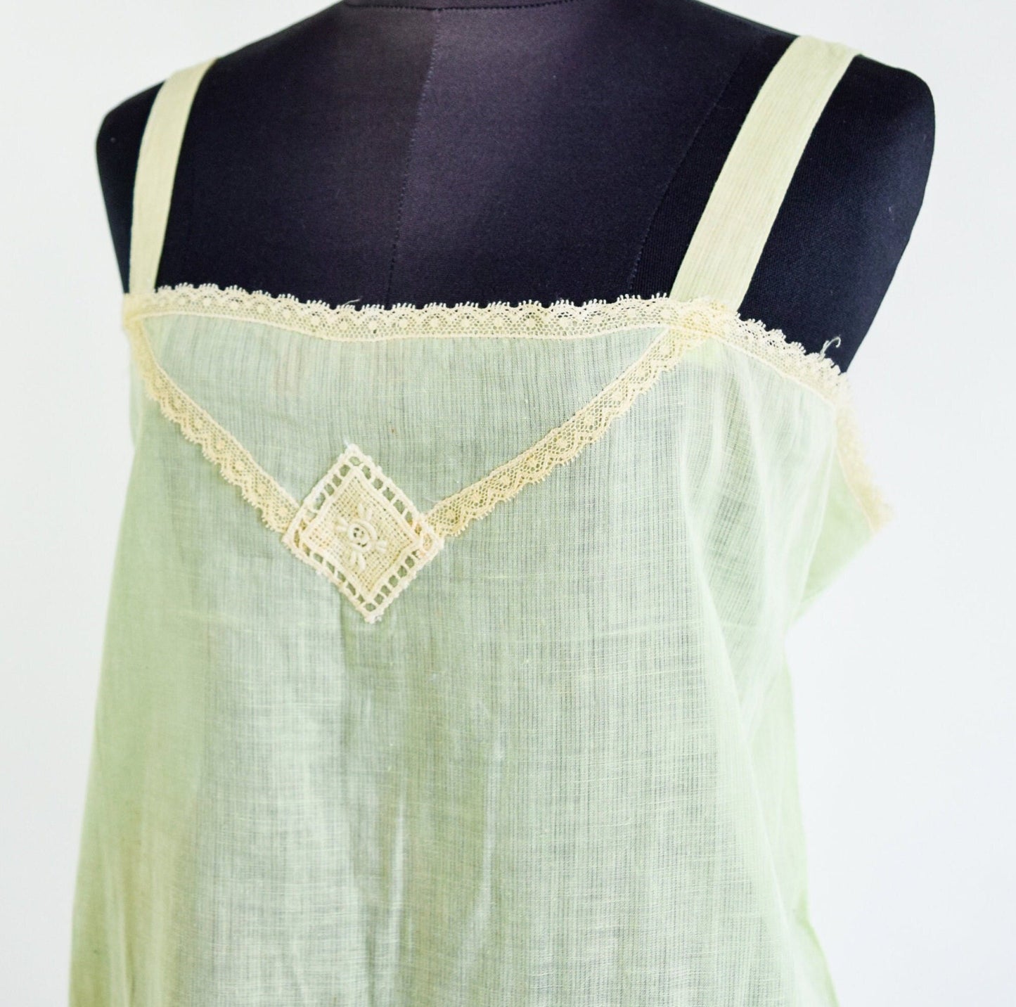 1920s Mint Green Cotton Romper Lingerie, Medium