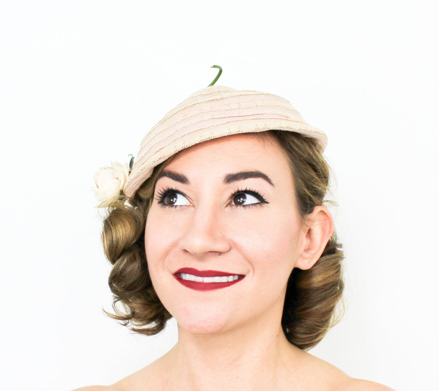 Hattie Carnegie Pink Lace Hat 1940s