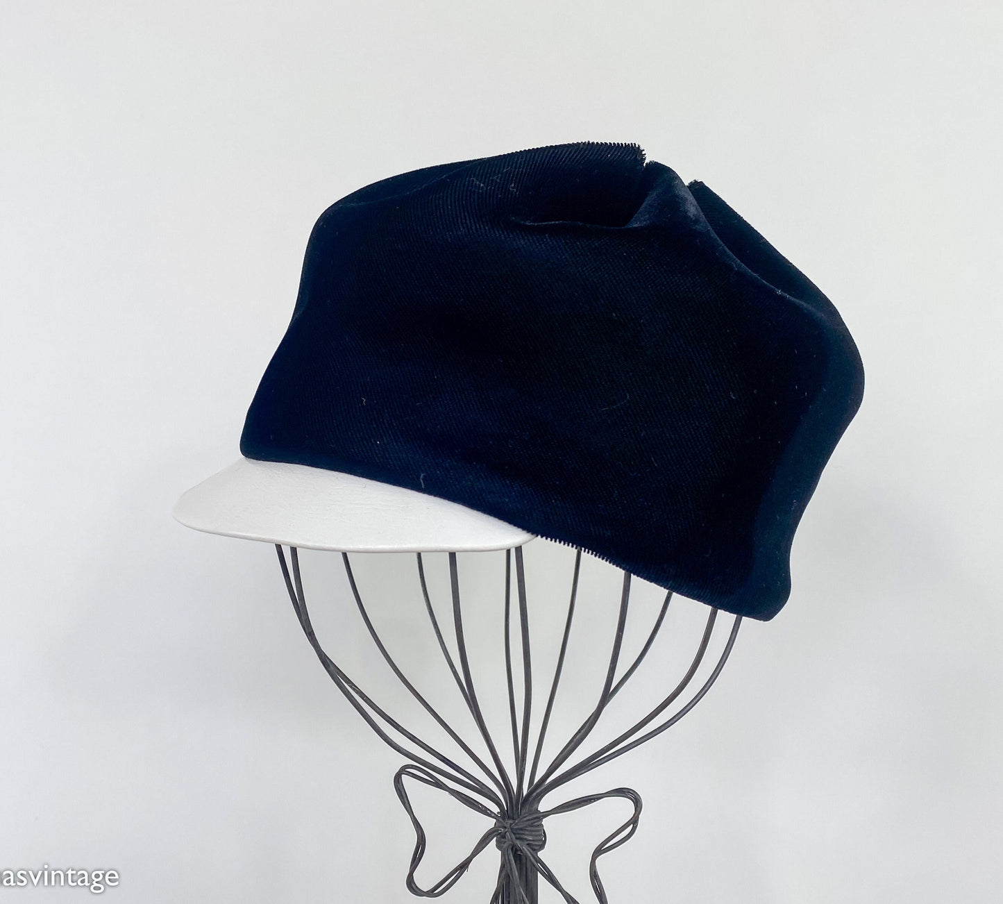 1960s Black Velvet High Crown Hat