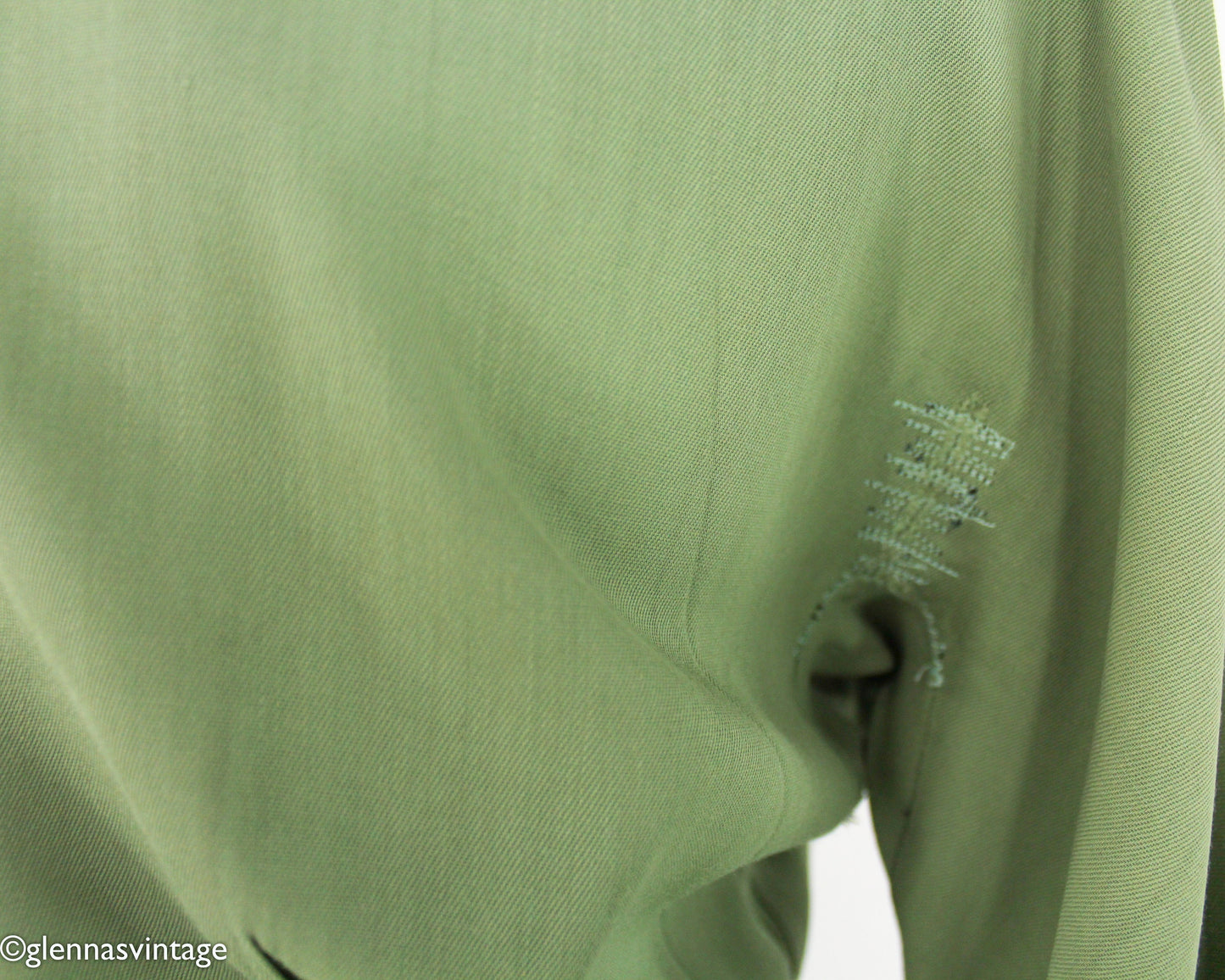 1940s Green Cotton Dress | 40s Green Embroidered Dress | Old Hollywood | Small