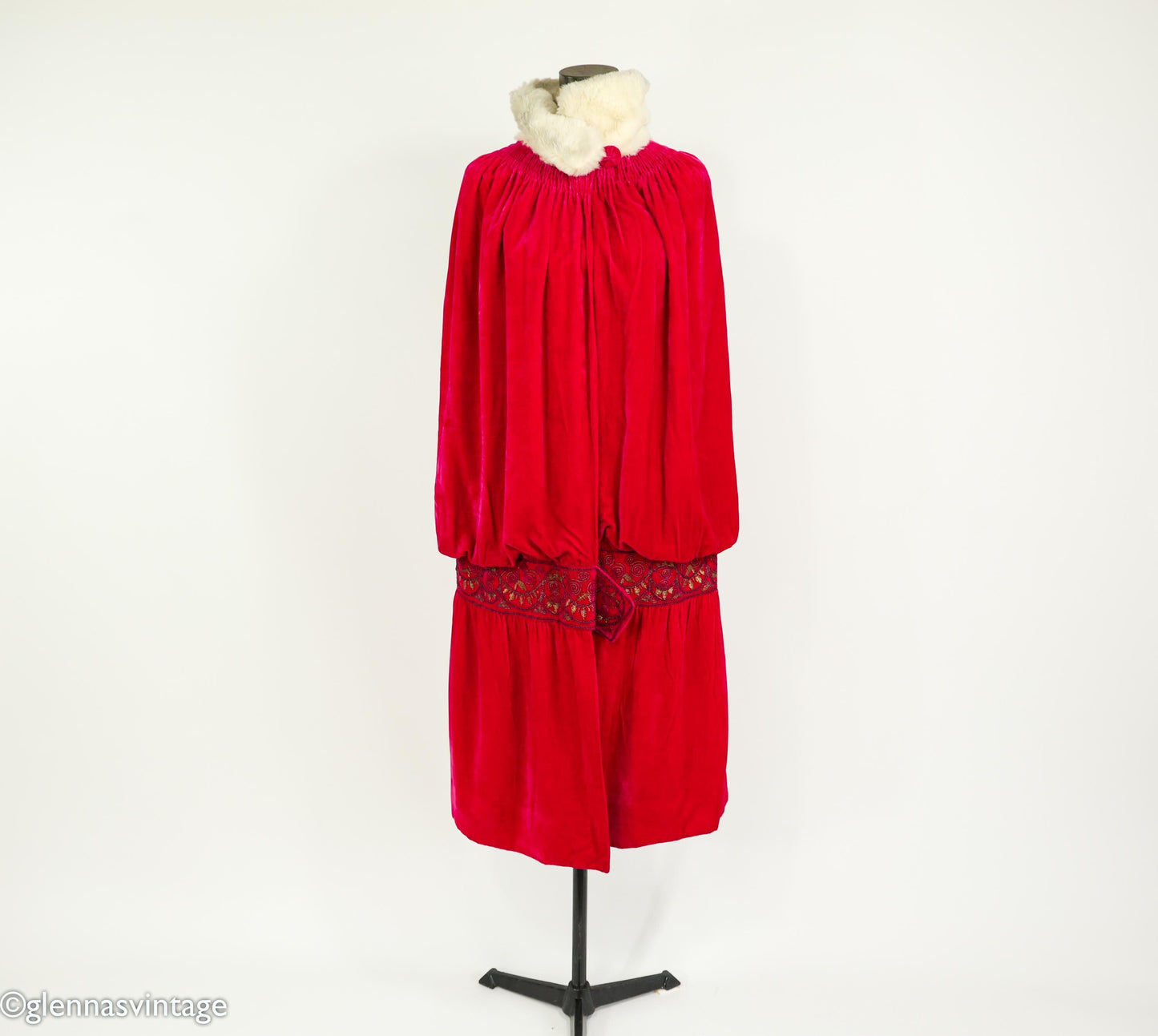 1900s Fuchsia Silk Velvet Cape, Antique Turn of the Century Evening Coat