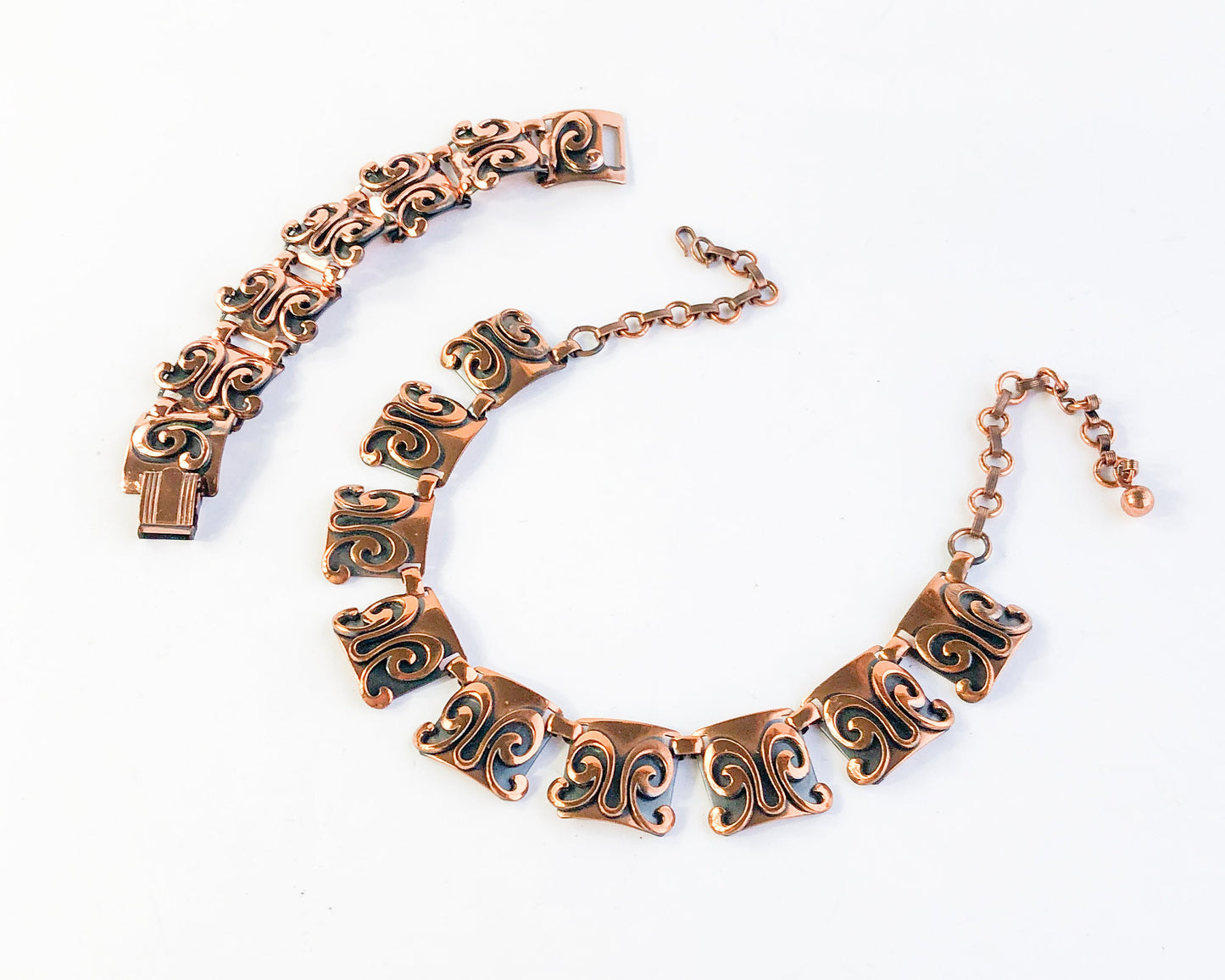 1960s Vintage Copper Jewelry Set | Butterfly Choker Necklace & Bracelet