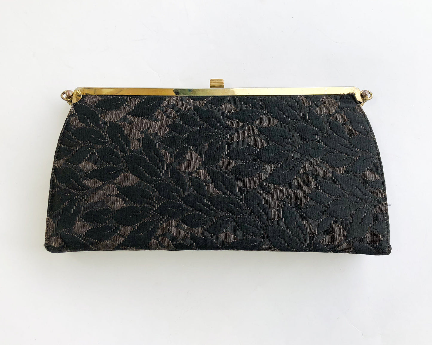 1960s Black Floral Convertible Purse Handbag